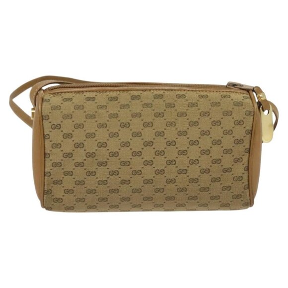 GUCCI Micro GG Canvas Shoulder Bag Vintage Beige Gold Auth BA4063 - Picture 3 of 16